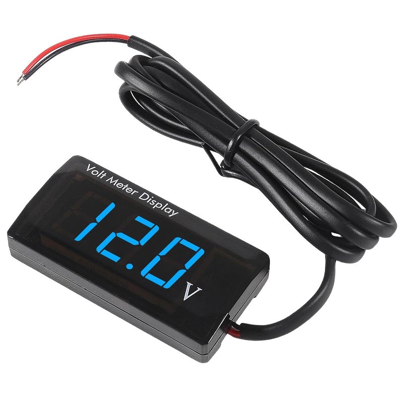 XIITIA DC 12V Car Digital Voltmeter LED Display DC 5-28V Voltage Volt Meter Waterproof Gauge for Car Motorcycle (Blue) - Image 1